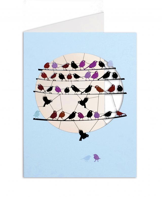 Forever Cards Laser-Cut Wenskaart - Flock Of Multicoloured Birds