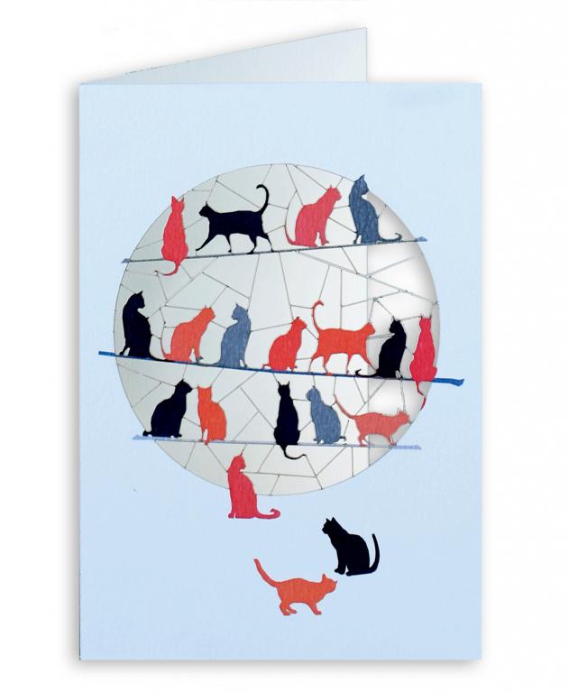 Forever Cards Laser-Cut Wenskaart - Cats Red/Black/Grey