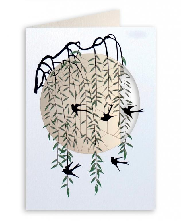 Forever Cards Laser-Cut Wenskaart - Willow & Black Swallows