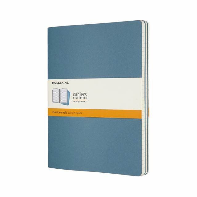 Moleskine Schrift XL set van 3 - Gelinieerd - Brisk Blue