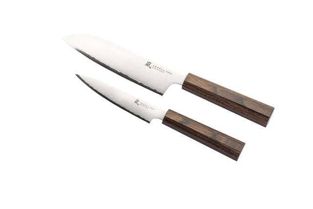 Yaxell Hana Messenset 2-delig - 3 laags rvs met donkerbruin pakkahouten heft