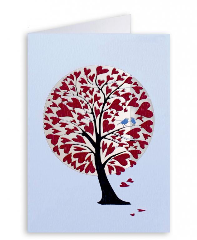 Forever Cards Laser-Cut Wenskaart - Red Heart Tree