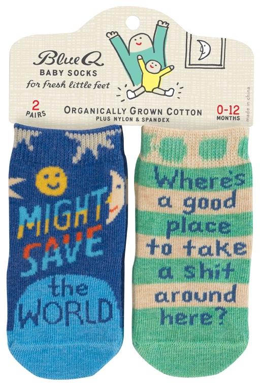 Blue Q Babysokken - Save World/Take Shit