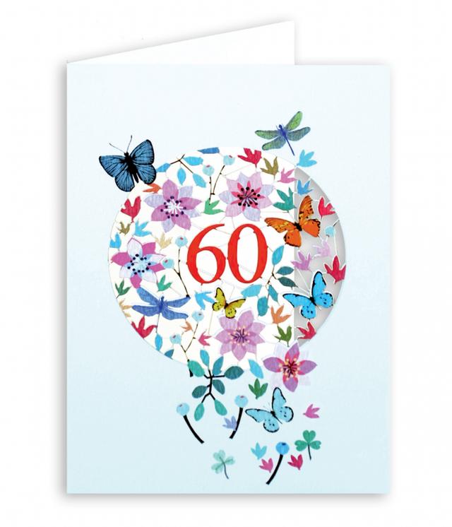 Forever Cards Laser-Cut Wenskaart - Floral Age 60