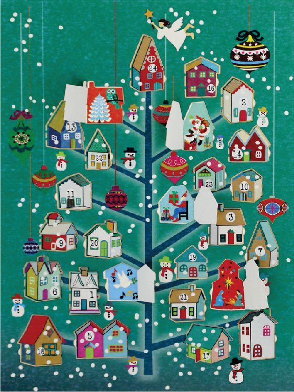 Forever Cards Adventskalender Wenskaart - Tree & Houses (Green)