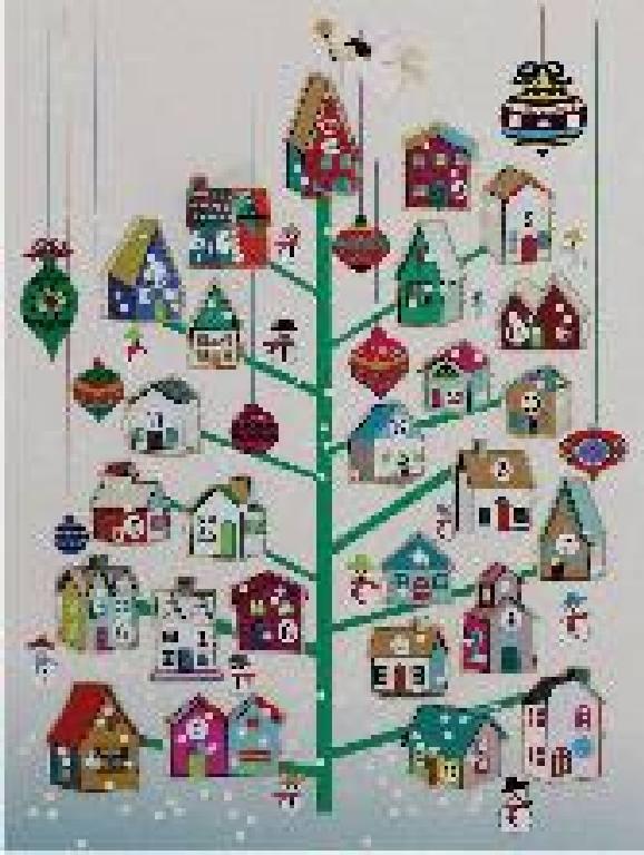 Forever Cards Adventskalender Wenskaart - Green Tree with Houses