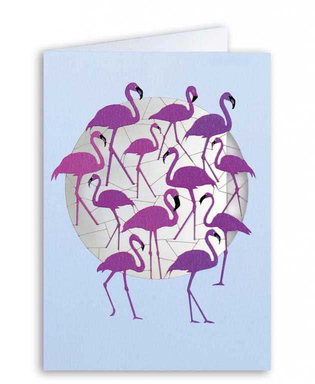 Forever Cards Laser-Cut Wenskaart - Pink Flamingos