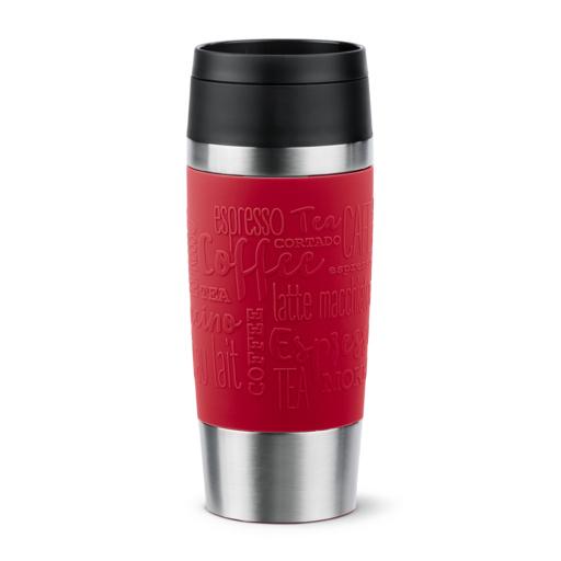 EMSA Travel Mug Classic Isoleerbeker met siliconen sleeve - 0.36Ltr - RVS/rood