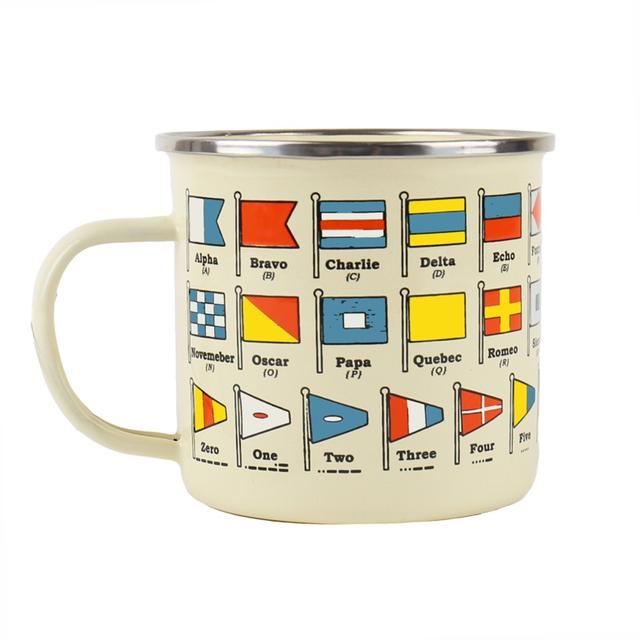 Gift Republic Mok emaille - Nautical Flags
