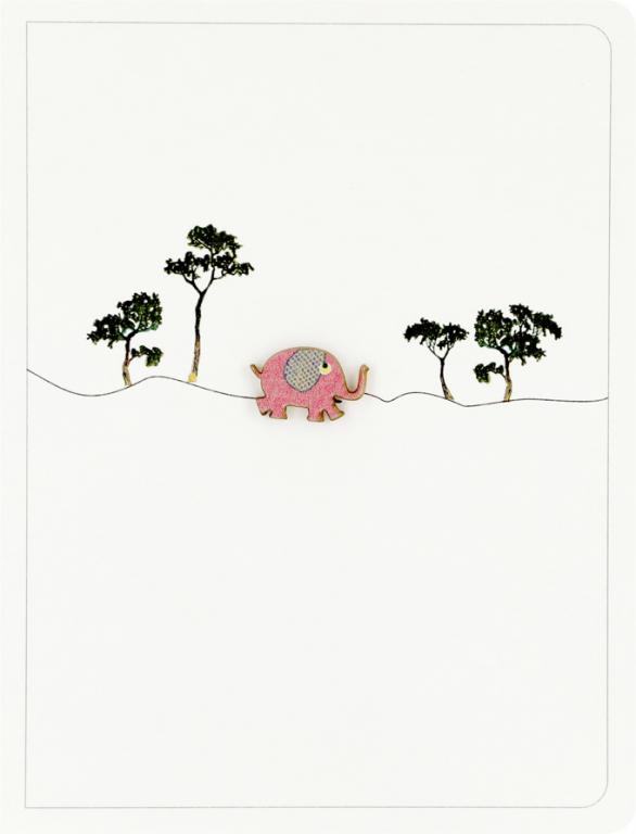 Forever Cards Ink Wood Wenskaart - Tiny Elephant & Trees