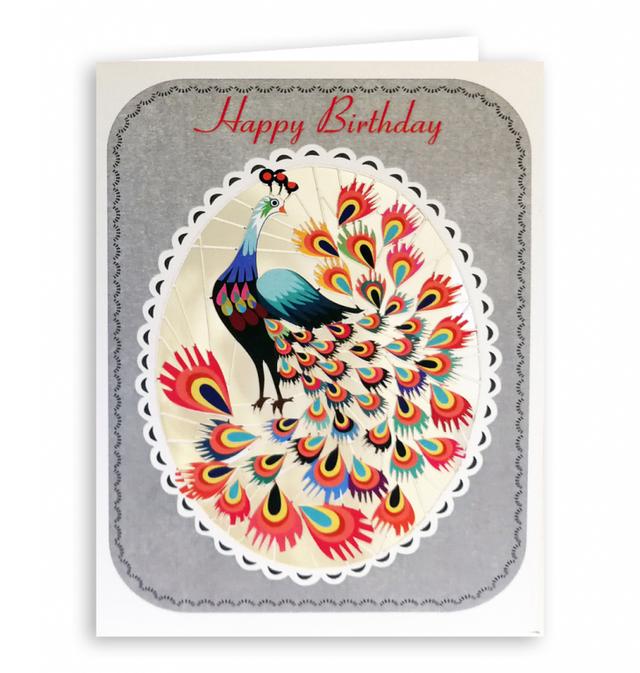 Forever Cards Laser-Cut Wenskaart - Orange Peacock (Happy Birthday)