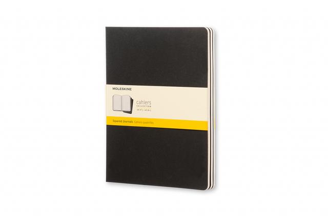 Moleskine Schrift XL set van 3 - Geruit - Black