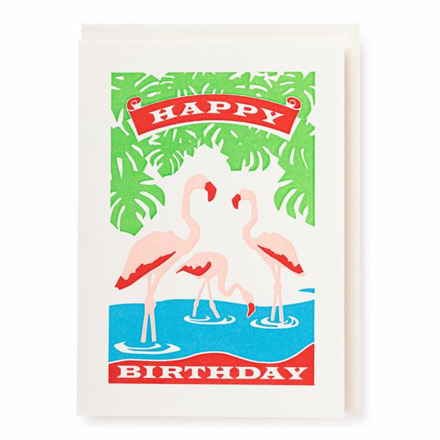 Archivist Cards Card - Birthday Flamingoes