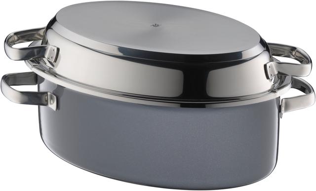 WMF FusionTec Mineral Braadpan ovaal met rvs deksel - Platinum
