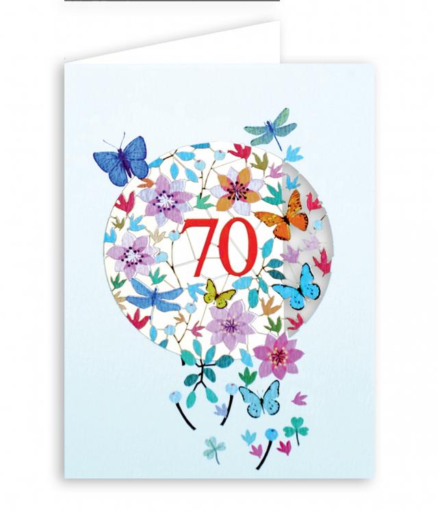 Forever Cards Laser-Cut Wenskaart - Floral Age 70