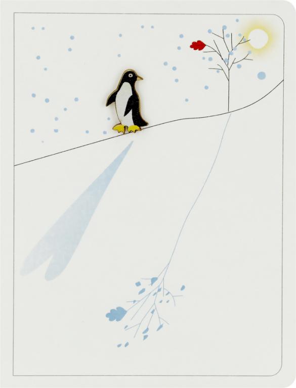 Forever Cards Ink Wood Wenskaart - Penguin With A Heart-Shaped Shadow