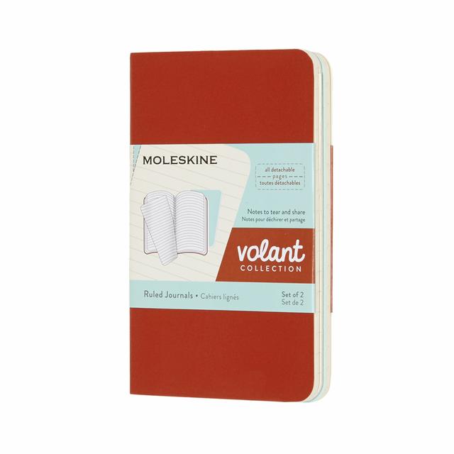 Moleskine Volant Schrift XS - Softcover - Gelinieerd - Coral Orange/Aqua Blue