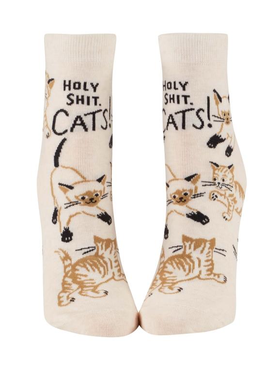 Blue Q Enkelsokken - Holy Shit, Cats!