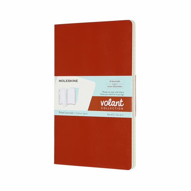 Moleskine Volant Schrift Large - Softcover - Gelinieerd - Coral Orange/Aqua Blue