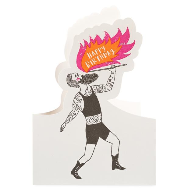 Archivist Cards Wenskaart Cut Out - Happy Birthday Fire Breather