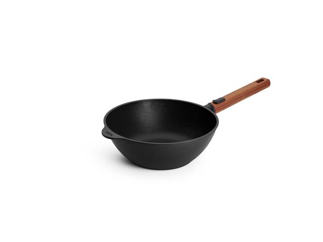 WOLL EcoLogic QXR Wok inductie met houten afneembare greep - Ø240mm - H 90mm - Zwart