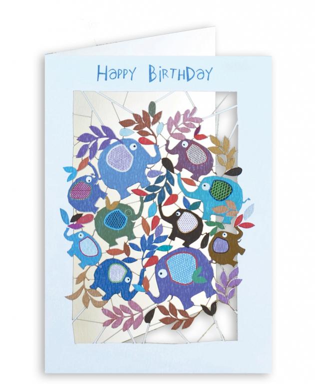 Forever Cards Laser-Cut Wenskaart - Elephants (Happy Birthday)