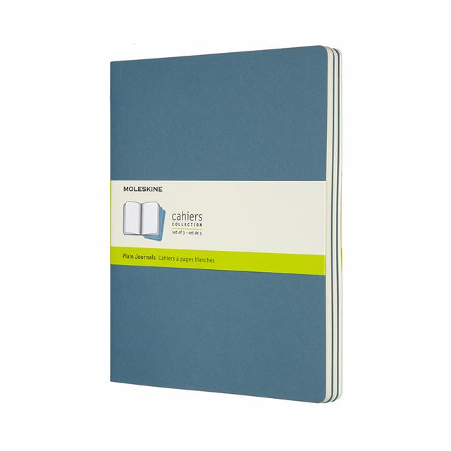 Moleskine Schrift XL set van 3 - Blanco - Brisk Blue