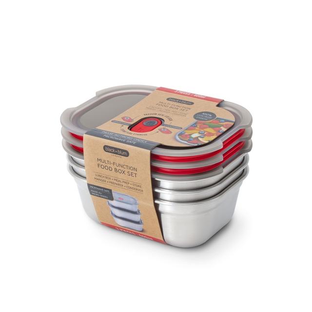 Black+Blum RVS Lunchbox Small set van 3 - Grijs/Rood