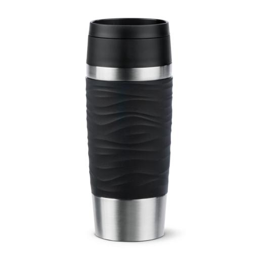 EMSA Travel Mug Classic Waves Isoleerbeker 0.36Ltr - RVS/zwart