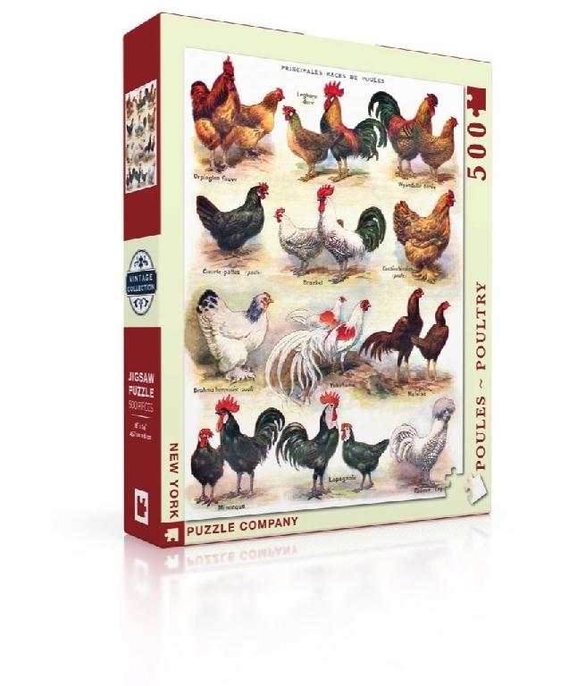New York Puzzle Company Puzzel Poules ~ Poultry - 500 stukjes