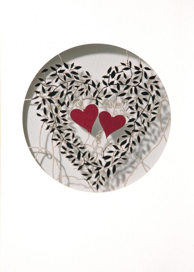 Forever Cards Laser-Cut Wenskaart - 2 Hearts & Leaves