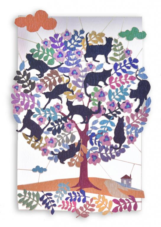 Forever Cards Laser-Cut Wenskaart - Tree Full Of Cats