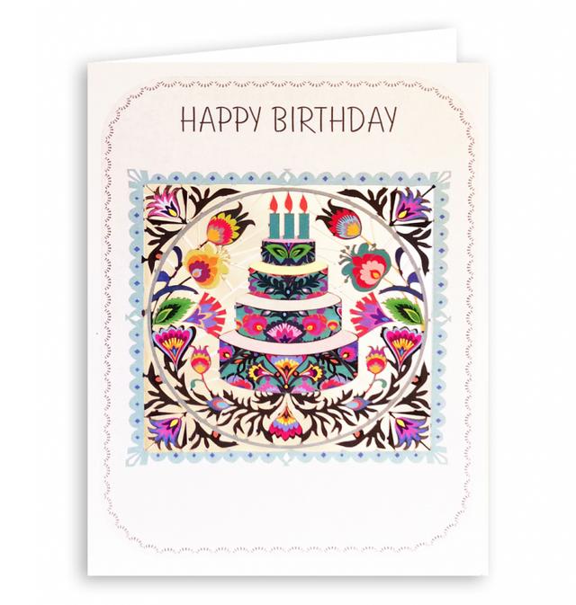 Forever Cards Laser-Cut Wenskaart - Folk Art Cake (Happy Birthday)
