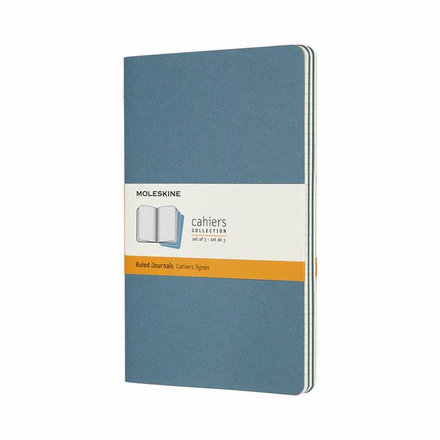 Moleskine Schrift Large set van 3 - Softcover - Gelinieerd - Brisk Blue