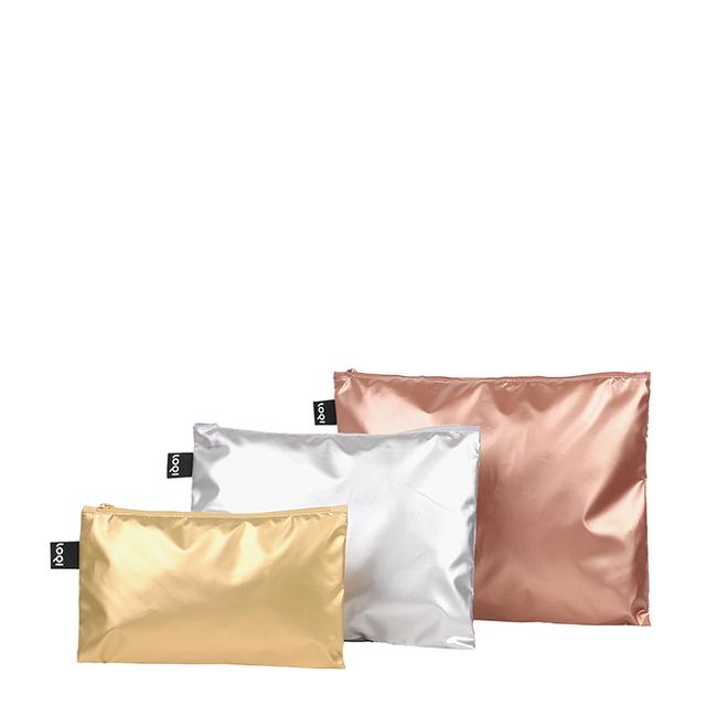 LOQI Zip Pockets - Gold, Silver, Rose Gold Metallic