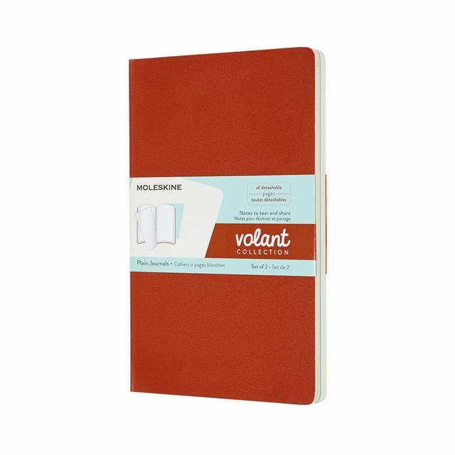 Moleskine Volant Schrift Large - Softcover -Blanco - Coral Orange/Aqua Blue