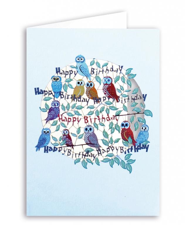 Forever Cards Laser-Cut Wenskaart - Owls (Happy Birthday)