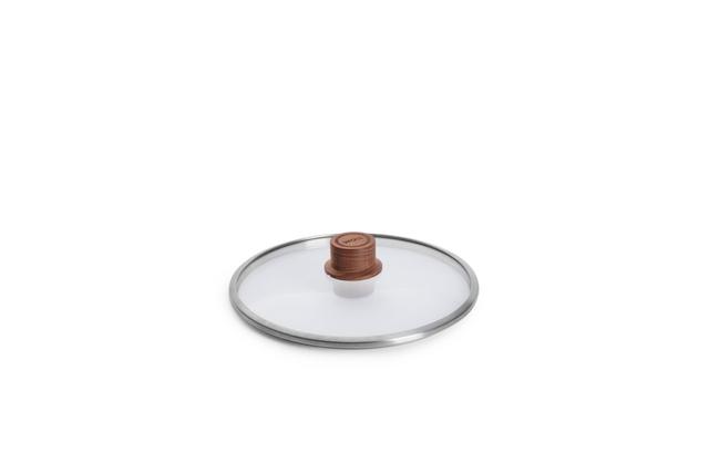 WOLL EcoLogic Deksel veiligheidsglas met houten knop - Ø240mm - Transparant