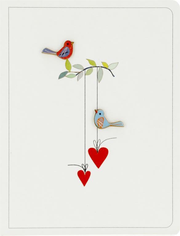Forever Cards Ink Wood Wenskaart - 2 Birds & 2 Hearts