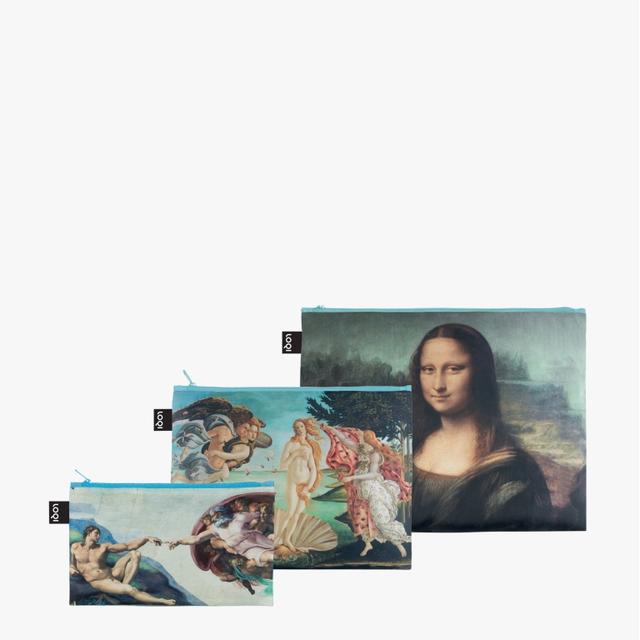 LOQI Zip Pockets - Creation of Adam, Venus, Mona Lisa gerecycled