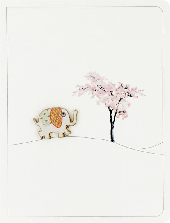 Forever Cards Ink Wood Wenskaart - Elephant & Blossom Tree