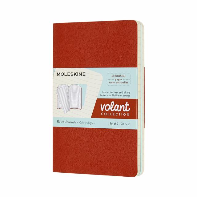 Moleskine Volant Schrift Pocket - Softcover - Gelinieerd - Coral Orange/Aqua Blue