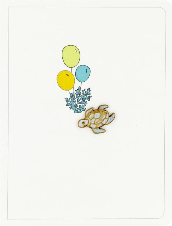 Forever Cards Ink Wood Wenskaart - Turtle With Balloons