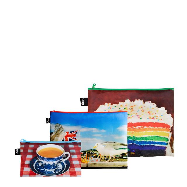 LOQI Zip Pockets - Seagulls, Real Food and England gerecycled