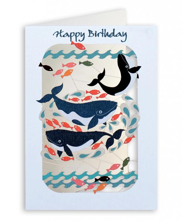 Forever Cards Laser-Cut Wenskaart - Whales & Fish (Happy Birthday)