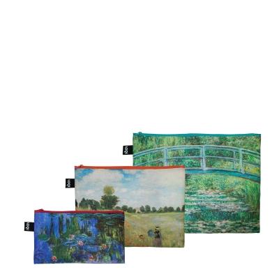 LOQI Zip Pockets - Japanese Footbridge, Wild Poppies & Water Lilies gerecycled