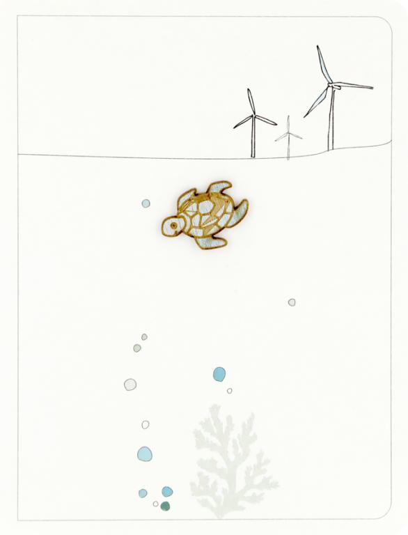 Forever Cards Ink Wood Wenskaart - Turtle Passing A Wind Farm