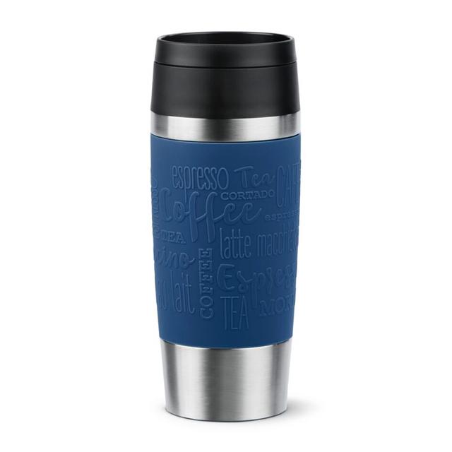 EMSA Travel Mug Classic Isoleerbeker met siliconen sleeve - 0.36Ltr - RVS/blauw