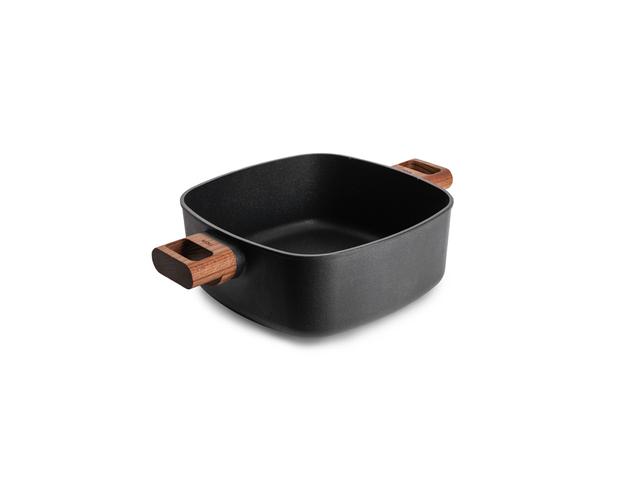 WOLL EcoLogic QXR Braadpan vierkant inductie met houten grepen - 240x240x105mm - Zwart
