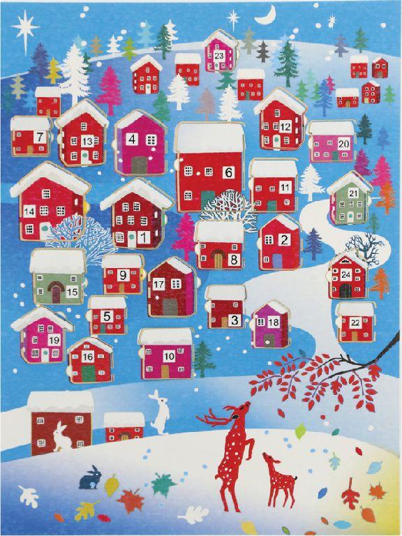 Forever Cards Adventskalender Wenskaart - Red Deer & Houses